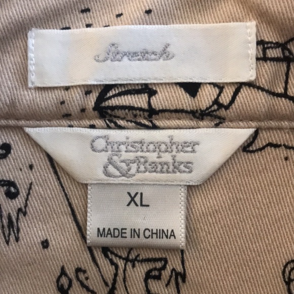 Dog Scenes Christopher & Banks Tan & Black Denim Jacket Umbr… - Picture 2 of 15